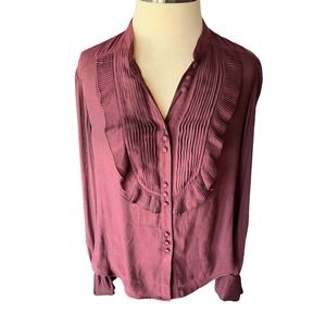 Free People Maroon Button Down Top Size Small